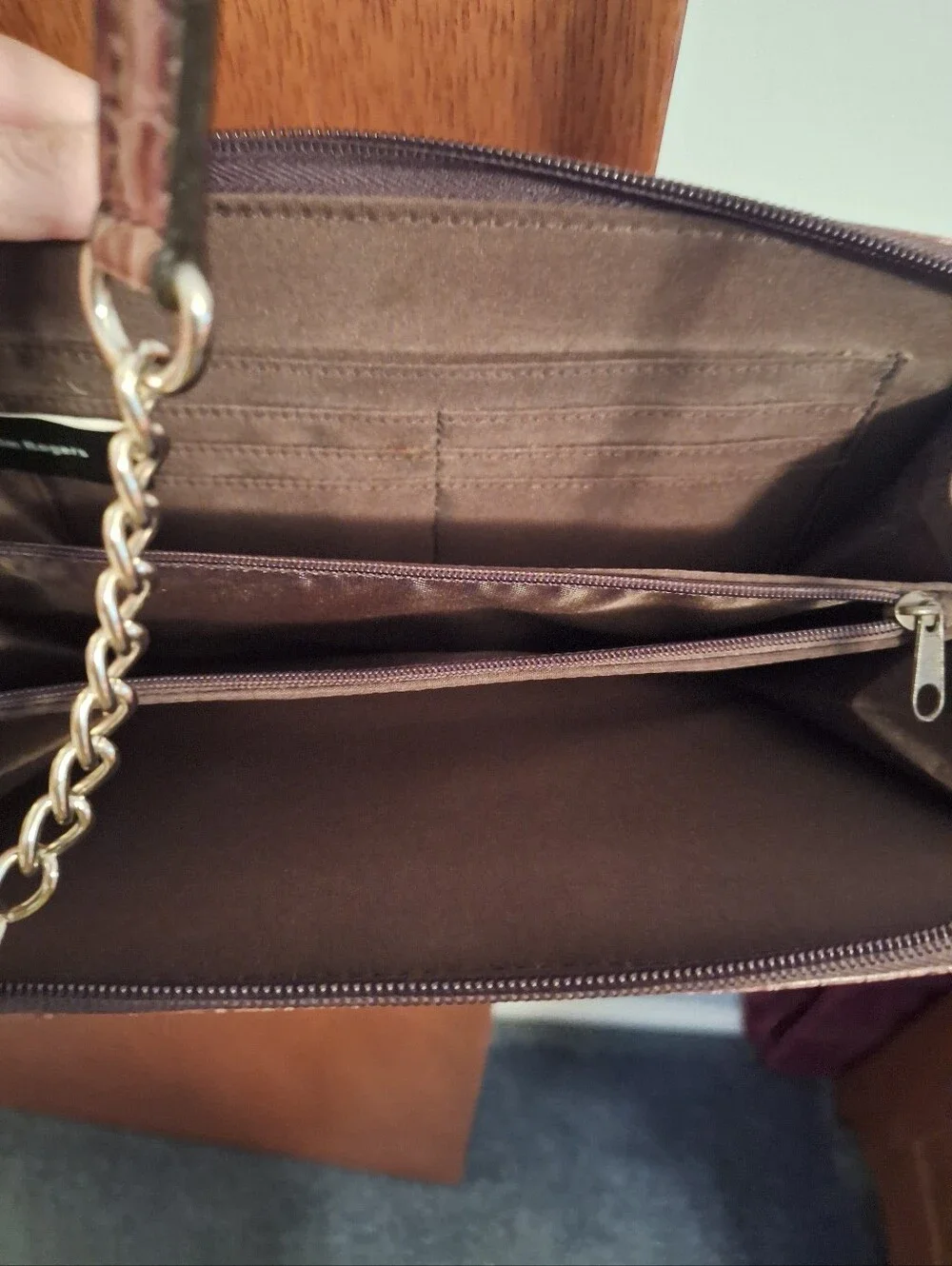Kim Rogers Brown Croc-Embossed Crossbody Bag No Rips, Stains Or Tears